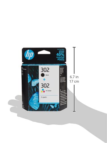 HP 302 Pack de 2 Cartouches d'Encre Noire et Trois Couleurs Authentiques (X4D37AE)