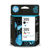 HP 305 Pack de 2 Cartouches d'Encre Noire et Trois Couleurs Authentiques (6ZD17AE)