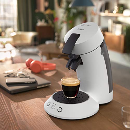 Philips Senseo Original Plus, Machine à café à dosettes (Sélecteur d'intensité, Technologie Booster d'arômes, de plastiques recyclés), Blanc, CSA210/11