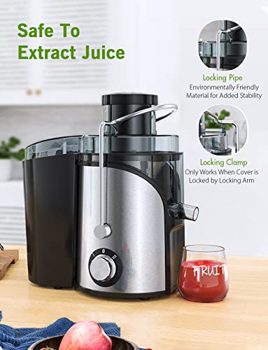 Centrifugeuse Extracteur de Jus, 400W Extracteur de Jus de Fruits et Légumes Pour La Maison et La Cuisine, Matériau SUS304, Facile à Nettoyer, Collecteur de Pulpe de 1500ML, Réglage à 2 Vitesses