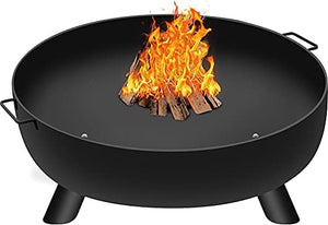 Amagabeli Brasero Foyer Extérieur de Jardin -Diamètre de 60cm Fire Pit Terrasse de Jardin Fire Bol Cheminée - avec Poignées BBQ Camping Brasero Panier á feu pour Portable Acier