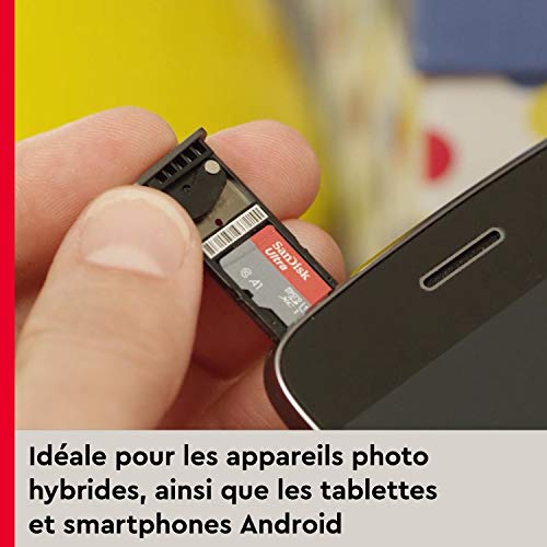 SanDisk Carte Mémoire microSDXC Ultra 256 Go + Adaptateur SD. Vitesse de Lecture Allant jusqu'à 120MB/S, Classe 10, U1, homologuée A1