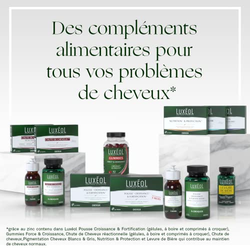 Luxéol Pousse Croissance & Fortification 3 mois, Favorise la Pousse des Cheveux, Complément Alimentaire, 90 Gélules