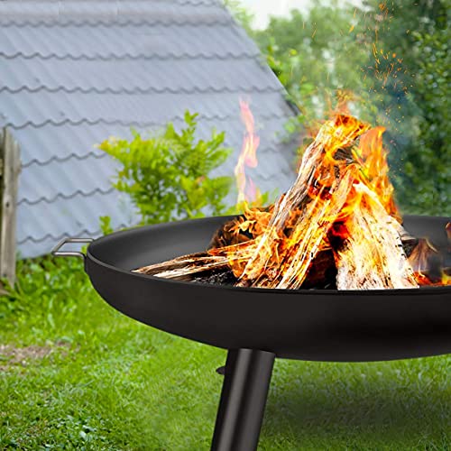 Amagabeli Brasero Foyer Extérieur de Jardin -Diamètre de 60cm Fire Pit Terrasse de Jardin Fire Bol Cheminée - avec Poignées BBQ Camping Brasero Panier á feu pour Portable Acier