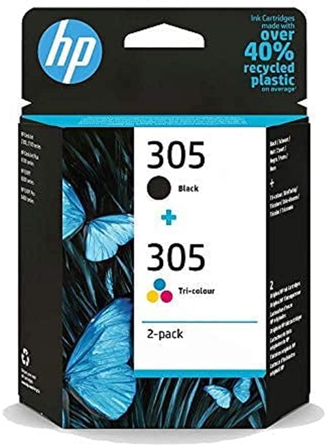 HP 305 Pack de 2 Cartouches d'Encre Noire et Trois Couleurs Authentiques (6ZD17AE)