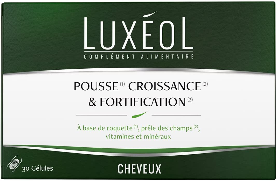 Luxéol Pousse Croissance & Fortification 3 mois, Favorise la Pousse des Cheveux, Complément Alimentaire, 90 Gélules