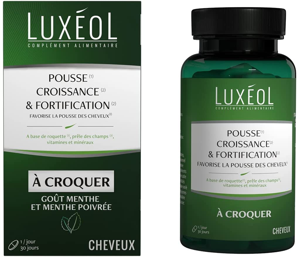 Luxéol Pousse Croissance & Fortification 3 mois, Favorise la Pousse des Cheveux, Complément Alimentaire, 90 Gélules