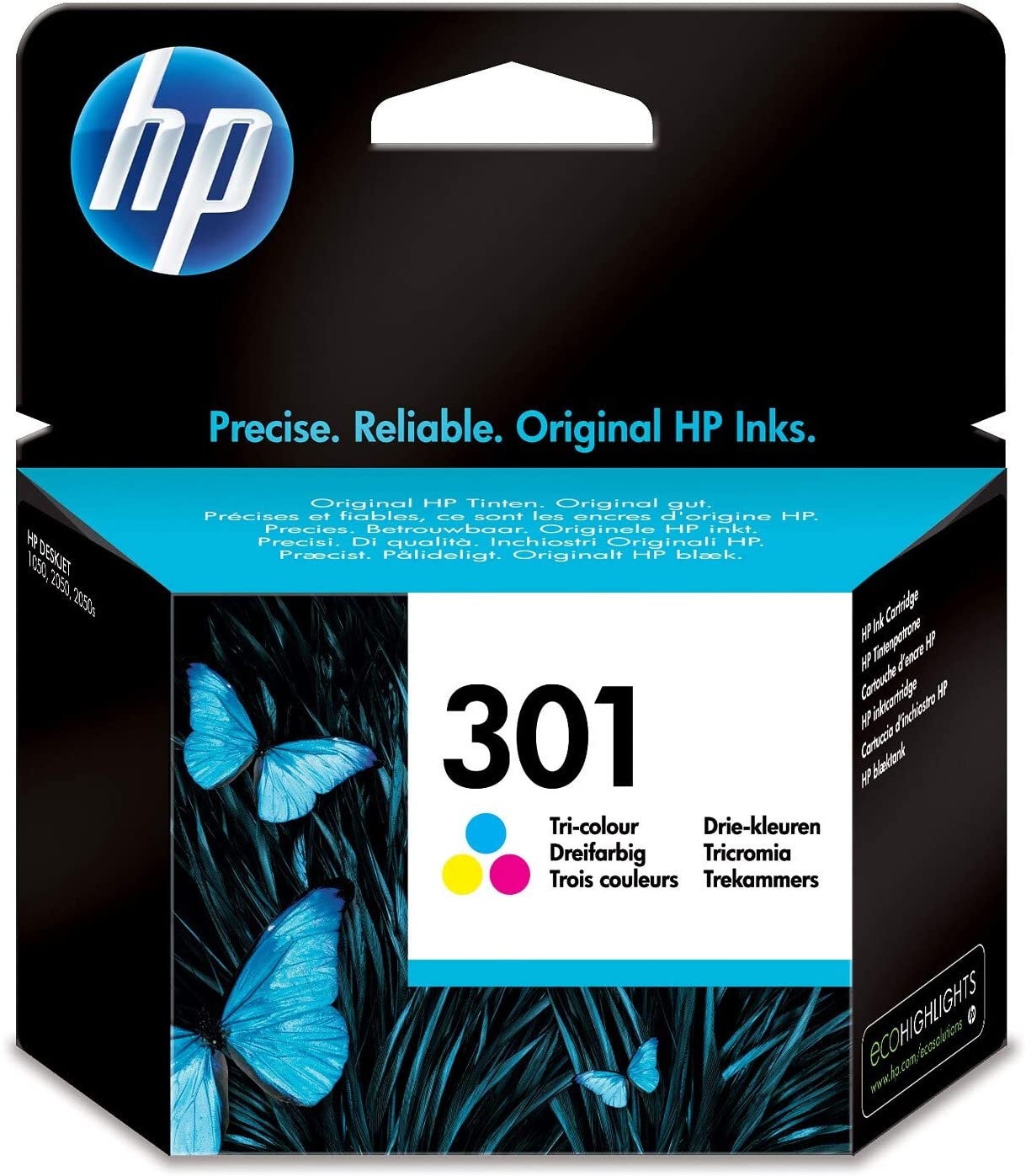 HP 301 Pack de 2 Cartouches d'Encre Noire et Trois Couleurs Authentiques (N9J72AE)