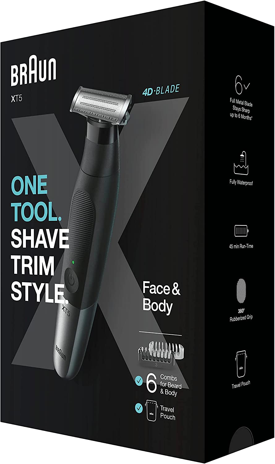 Braun Series XT5 Rasoir Électrique Rechargeable et Tondeuse Hybride Homme