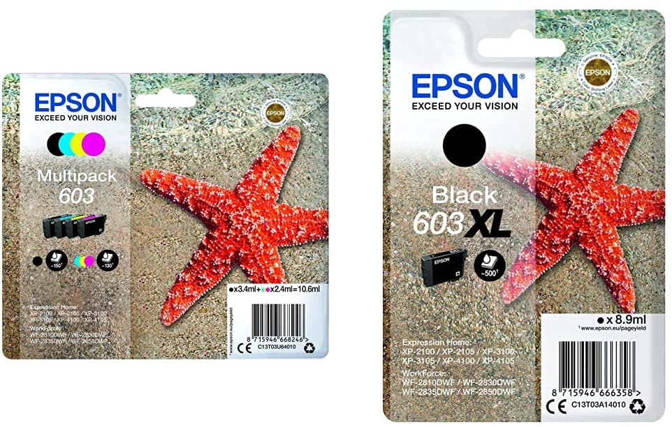 Epson Multipack 603 Etoile de Mer, Cartuchos de tinta originales, 4 colores: Negro, Cian, Magenta, Amarillo