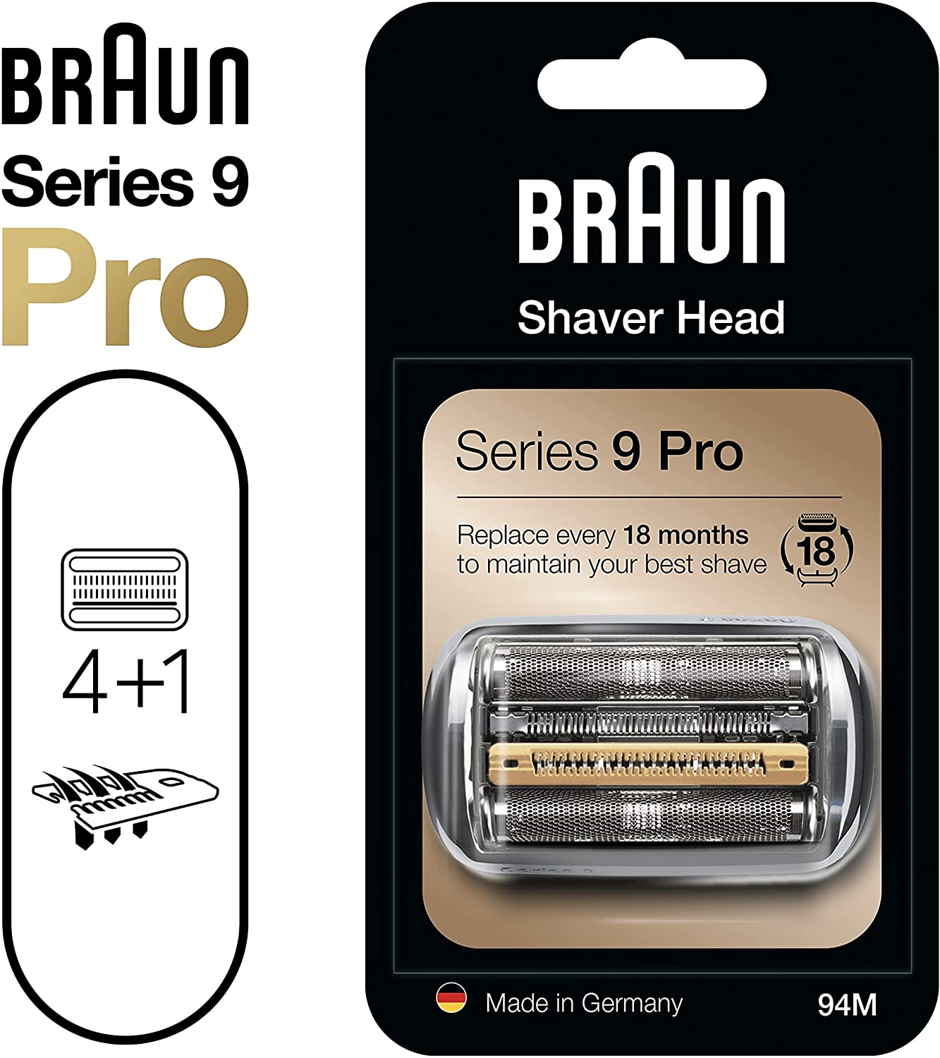 Braun Series 9 - Pièce De Rechange Pour Rasoir Électrique Noire, Compatible avec les rasoirs Series 92B