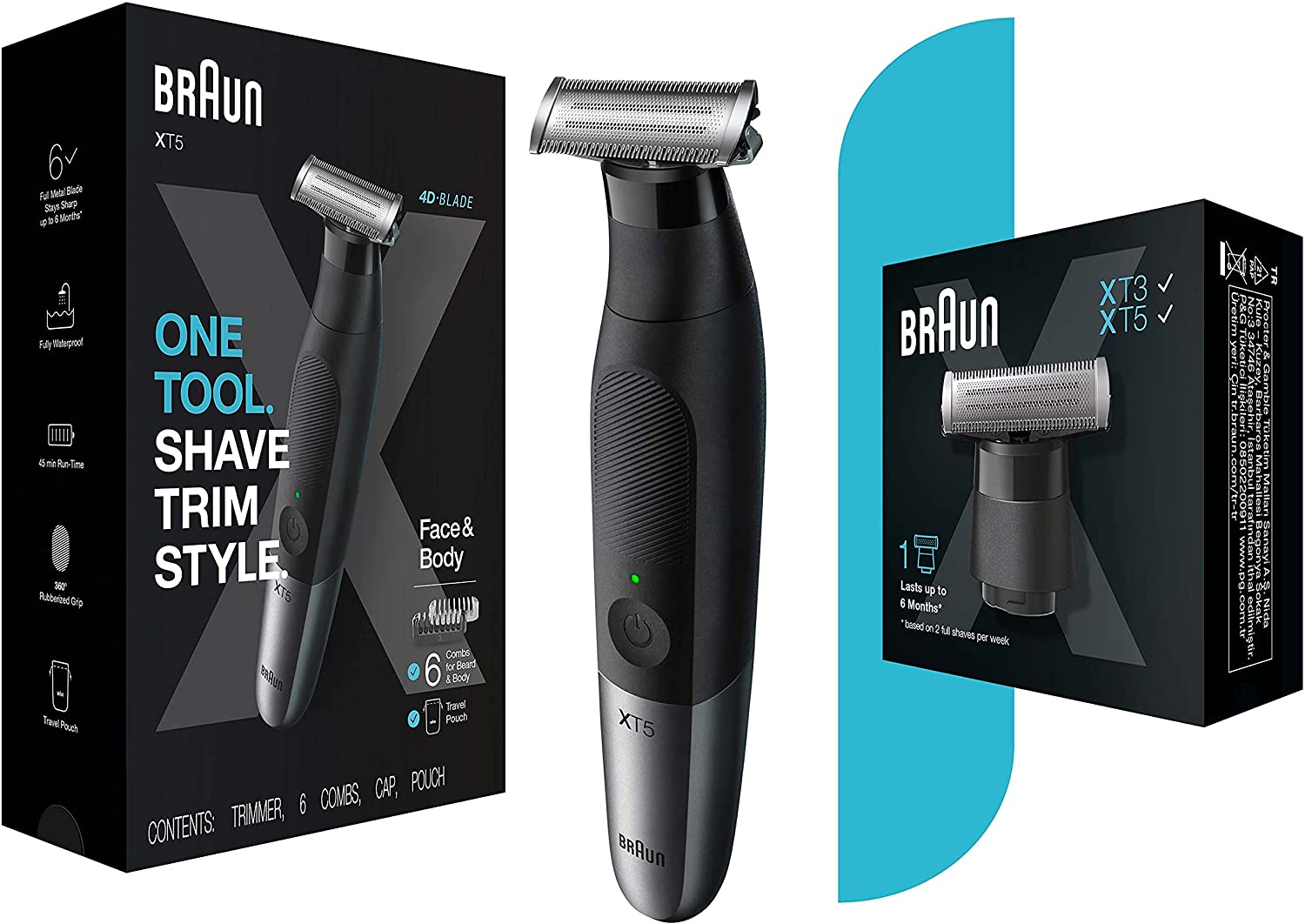 Braun Series XT5 Rasoir Électrique Rechargeable et Tondeuse Hybride Homme