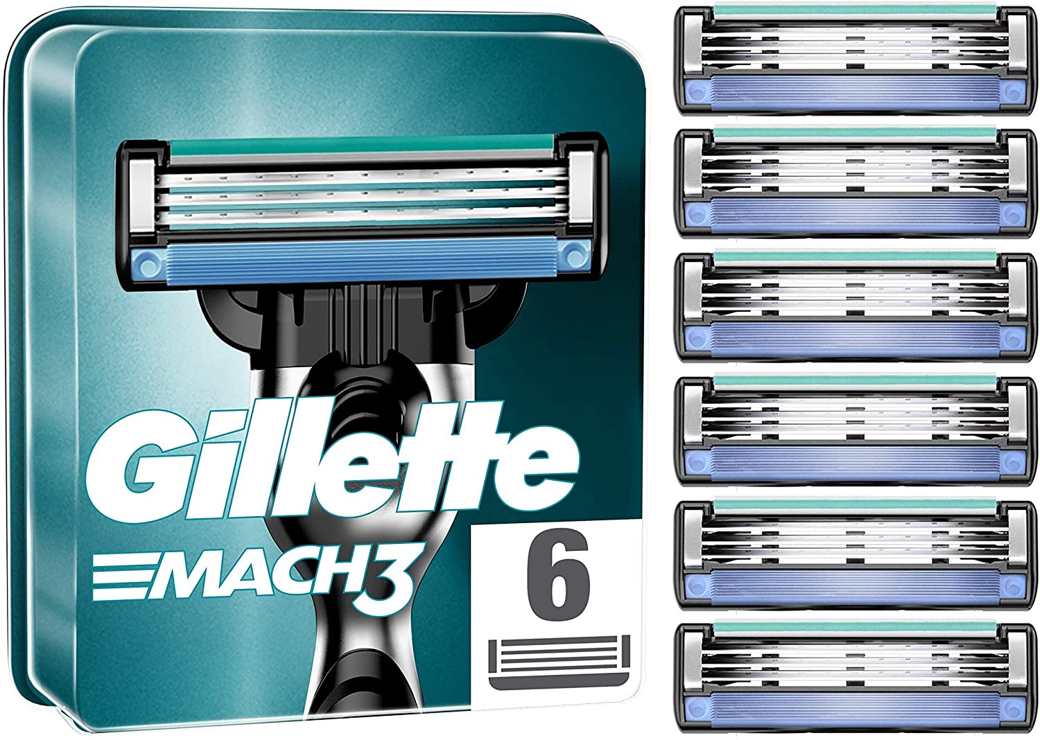 Gillette Mach3 Recharges de Lames de Rasoir Pour Homme, Rasage Manuel, 20 Lames de Recharge