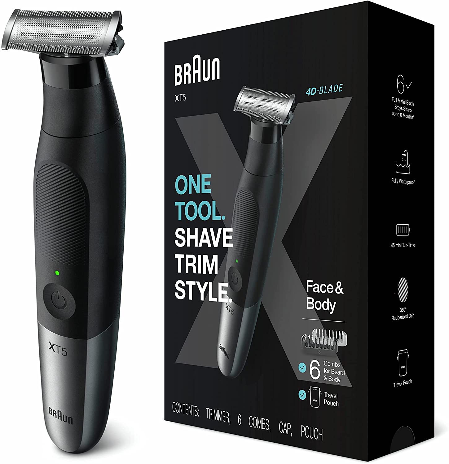 Braun Series XT5 Rasoir Électrique Rechargeable et Tondeuse Hybride Homme