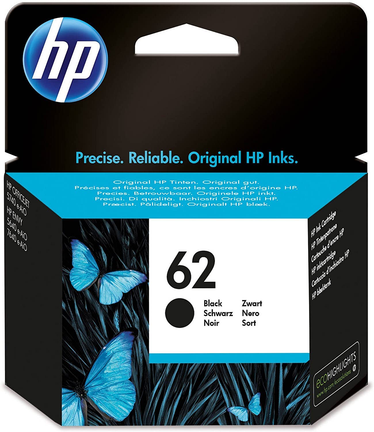 HP 62 Pack de 2 Cartouches d'Encre Noire et Trois Couleurs Authentiques (N9J71AE)