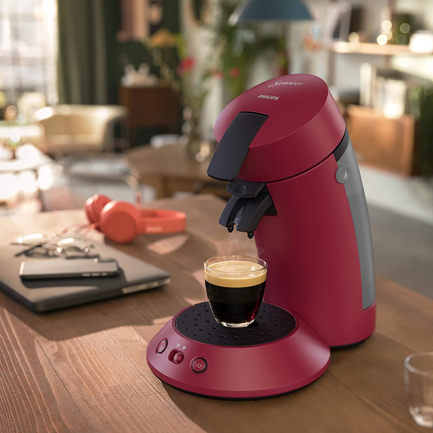 Philips Senseo Original Plus, Machine à café à dosettes (Sélecteur d'intensité, Technologie Booster d'arômes, de plastiques recyclés), Blanc, CSA210/11