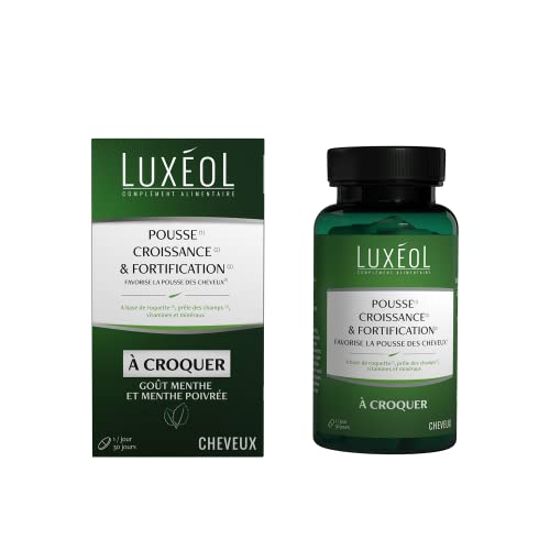 Luxéol Pousse Croissance & Fortification 3 mois, Favorise la Pousse des Cheveux, Complément Alimentaire, 90 Gélules