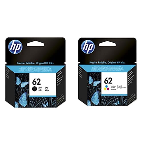 HP 62 Pack de 2 Cartouches d'Encre Noire et Trois Couleurs Authentiques (N9J71AE)